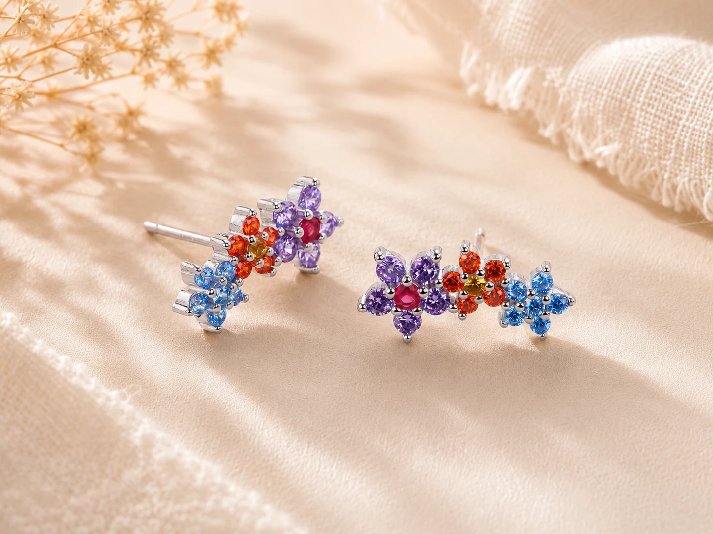 Multicolor Butterfly Studs silver earring reference style