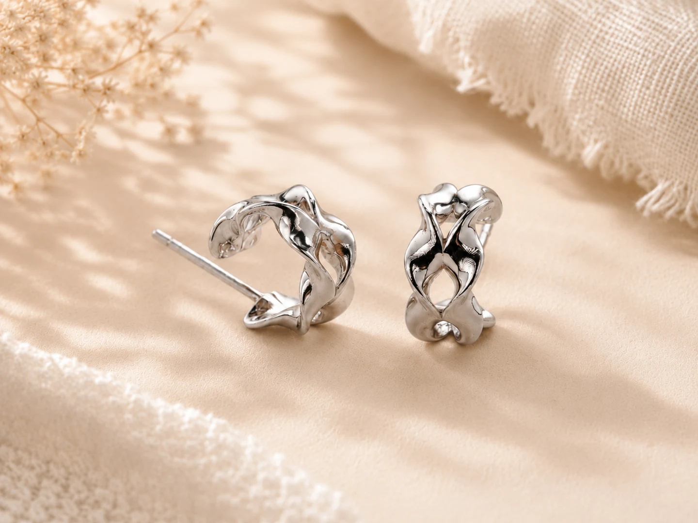Sculpted Hoop Earrings silver earring reference style