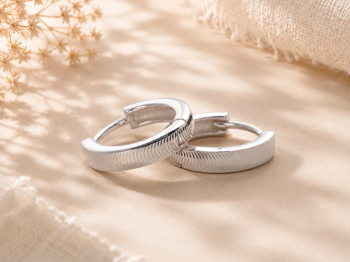 Ribbed Hoop Earrings silver earring reference style