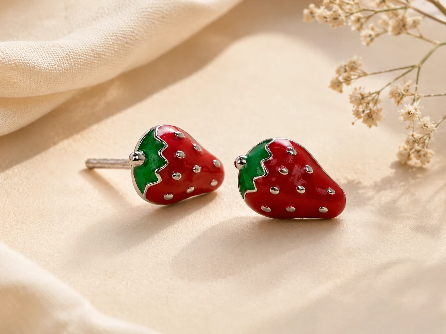Strawberry Stud Earrings silver earring reference style