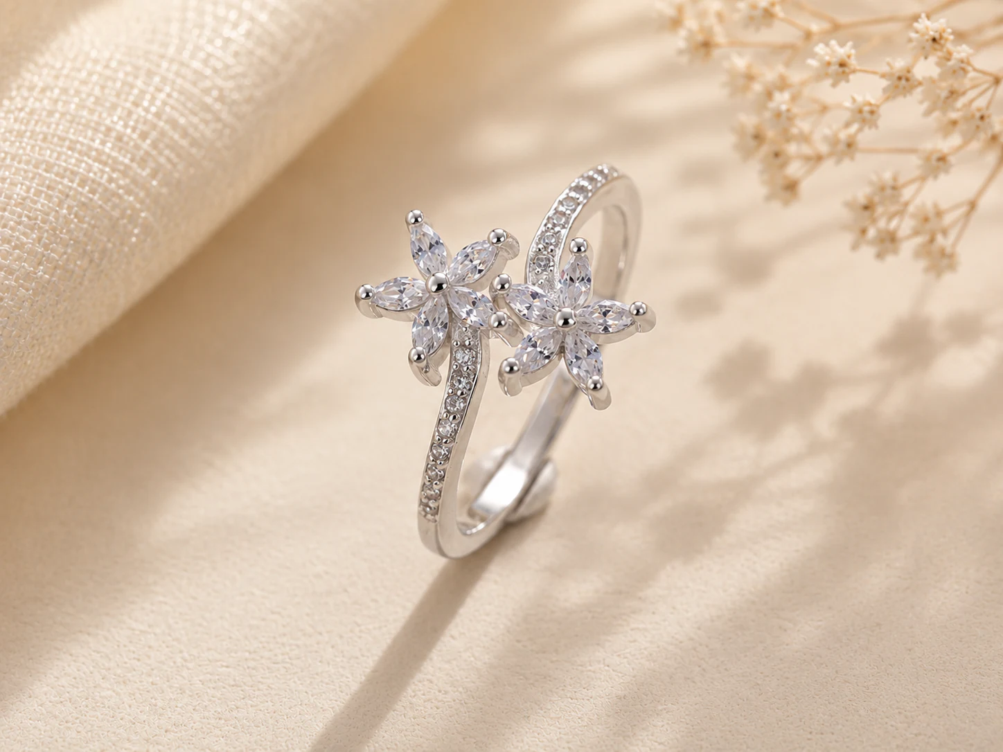 Silver star cluster ring reference style